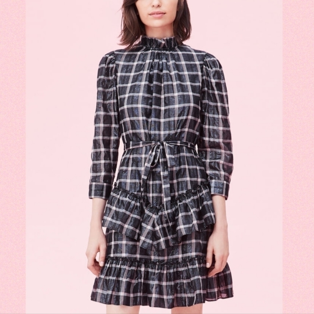 Rebecca Taylor lam`e plaid dress, size S, nwot